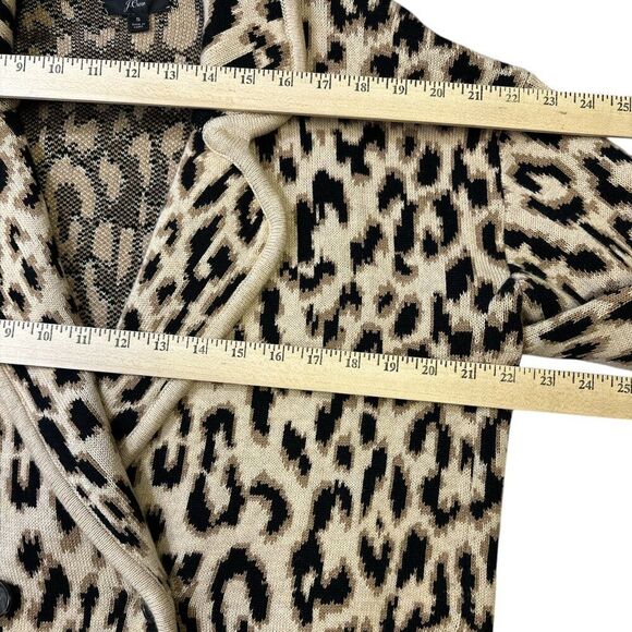 J.Crew Leopard Print Double-Breasted Sweater Coat Women’s Wool Blend Knit Jacket - Picture 11 of 14
